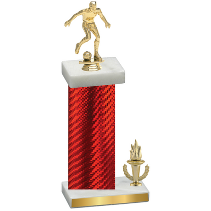 Accented Single Red Carbon Fiber Victory Soccer Trophy