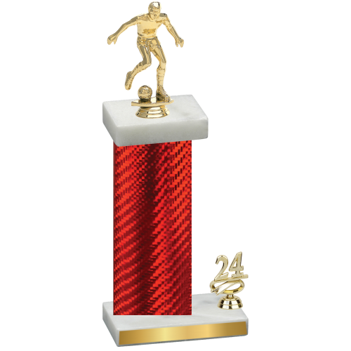 Accented Single Red Carbon Fiber Year Soccer Trophy