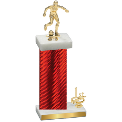 Accented Single Red Carbon Fiber First Place Soccer Trophy