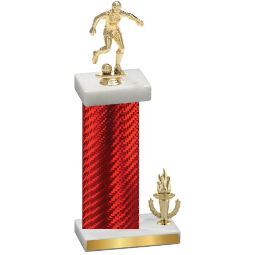 Accented Single Red Carbon Fiber Victory Soccer Trophy