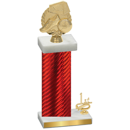 Accented Single Red Carbon Fiber First Place Soccer Trophy