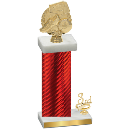 Accented Single Red Carbon Fiber Third Place Soccer Trophy