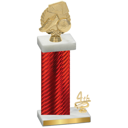 Accented Single Red Carbon Fiber Fourth Place Soccer Trophy