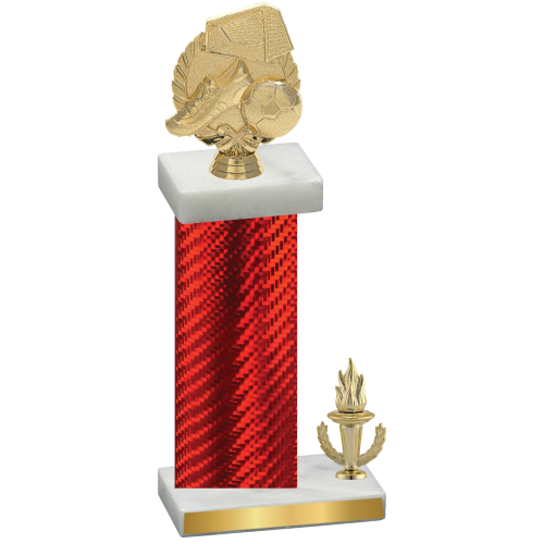 Accented Single Red Carbon Fiber Victory Soccer Trophy