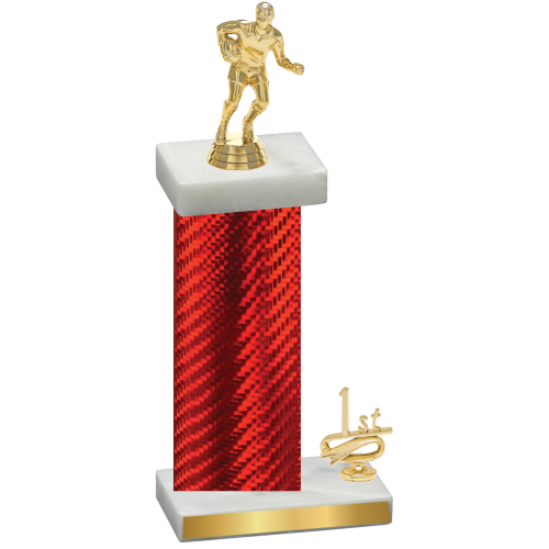 Accented Single Red Carbon Fiber First Place Rugby Trophy