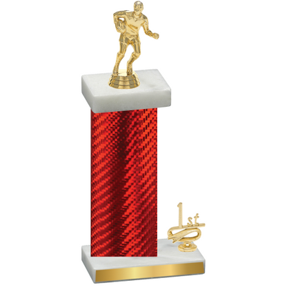 Accented Single Red Carbon Fiber First Place Rugby Trophy