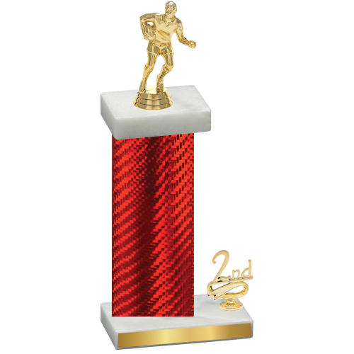 Accented Single Red Carbon Fiber Second Place Rugby Trophy