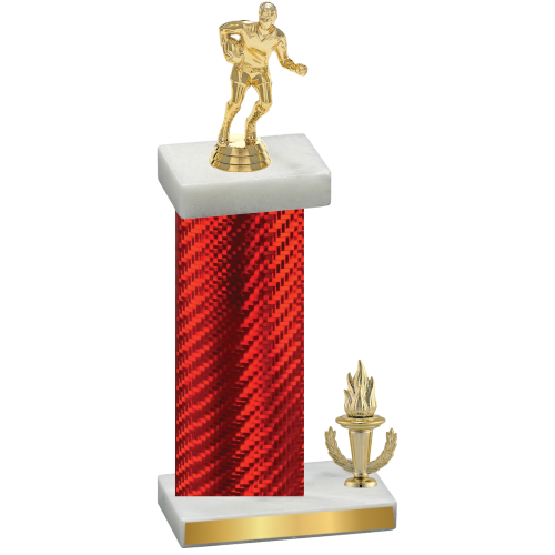 Accented Single Red Carbon Fiber Victory Rugby Trophy