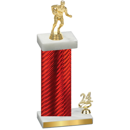 Accented Single Red Carbon Fiber Year Rugby Trophy