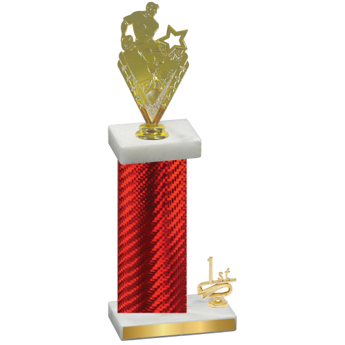 Accented Single Red Carbon Fiber First Place Rugby Trophy