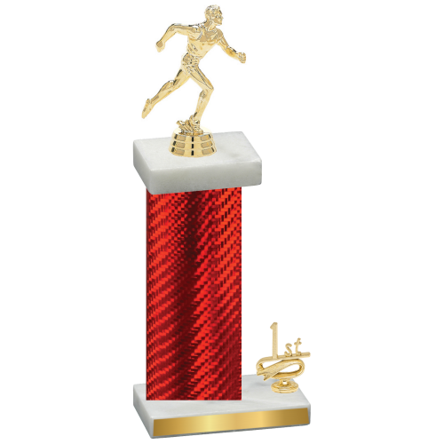 Accented Single Red Carbon Fiber First Place Running Trophy