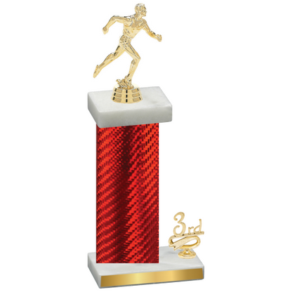 Accented Single Red Carbon Fiber Third Place Running Trophy