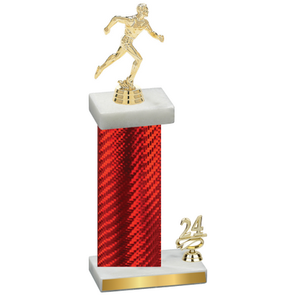 Accented Single Red Carbon Fiber Year Running Trophy