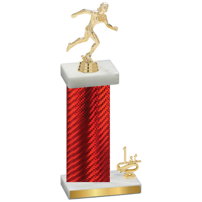 Accented Single Red Carbon Fiber First Place Running Trophy