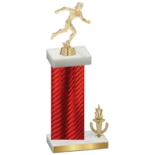 Accented Single Red Carbon Fiber Victory Running Trophy