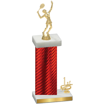 Accented Single Red Carbon Fiber First Place Tennis Trophy