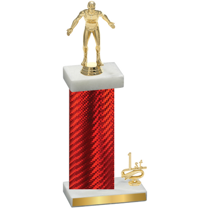 Accented Single Red Carbon Fiber First Place Wrestling Trophy