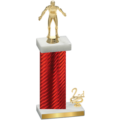 Accented Single Red Carbon Fiber Second Place Wrestling Trophy