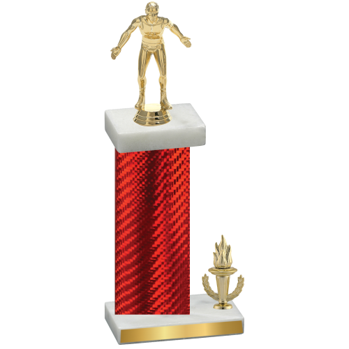 Accented Single Red Carbon Fiber Victory Wrestling Trophy