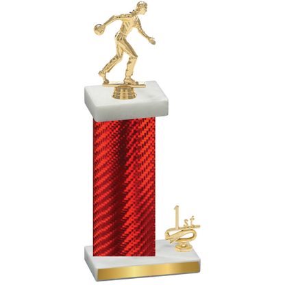 Accented Single Red Carbon Fiber First Place Bowling Trophy