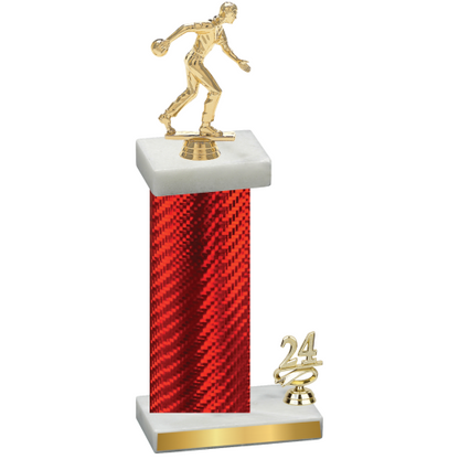 Accented Single Red Carbon Fiber Year Bowling Trophy