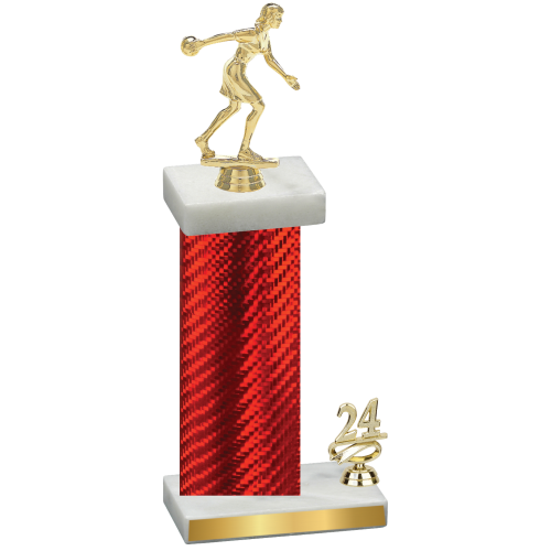 Accented Single Red Carbon Fiber Year Bowling Trophy