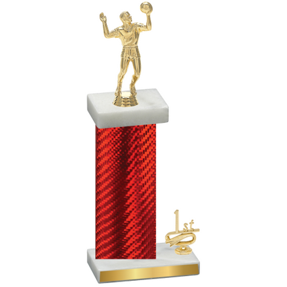 Accented Single Red Carbon Fiber First Place Volleyball Trophy