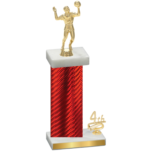 Accented Single Red Carbon Fiber Fourth Place Volleyball Trophy