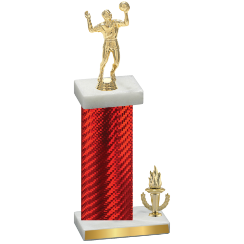 Accented Single Red Carbon Fiber Victory Volleyball Trophy