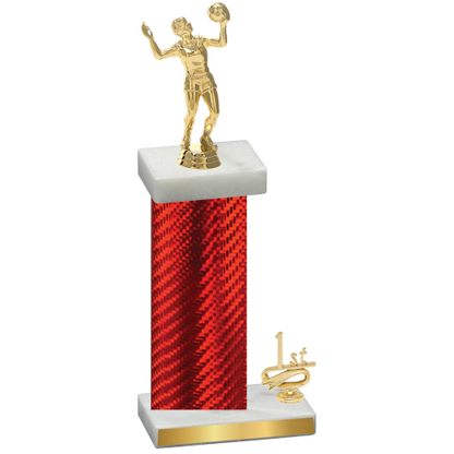 Accented Single Red Carbon Fiber First Place Volleyball Trophy