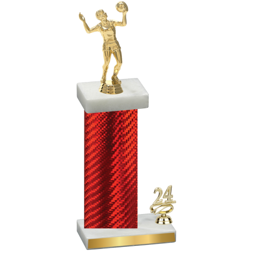 Accented Single Red Carbon Fiber Year Volleyball Trophy