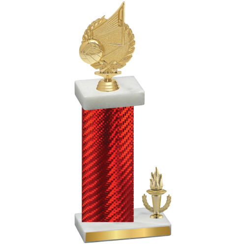 Accented Single Red Carbon Fiber Victory Volleyball Trophy