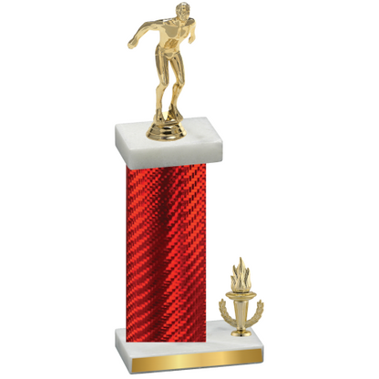 Accented Single Red Carbon Fiber Victory Swimming Trophy