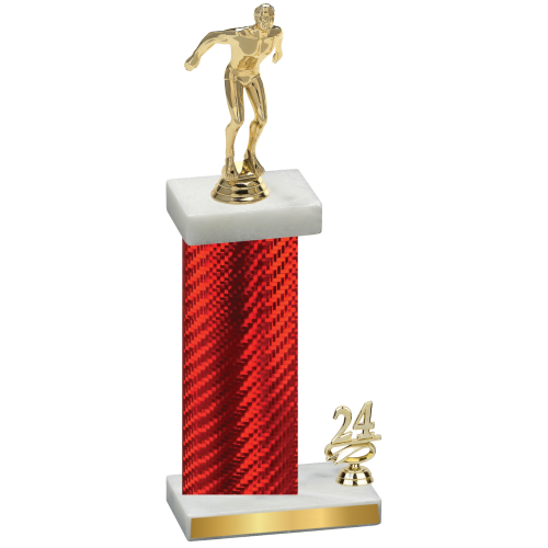 Accented Single Red Carbon Fiber Year Swimming Trophy