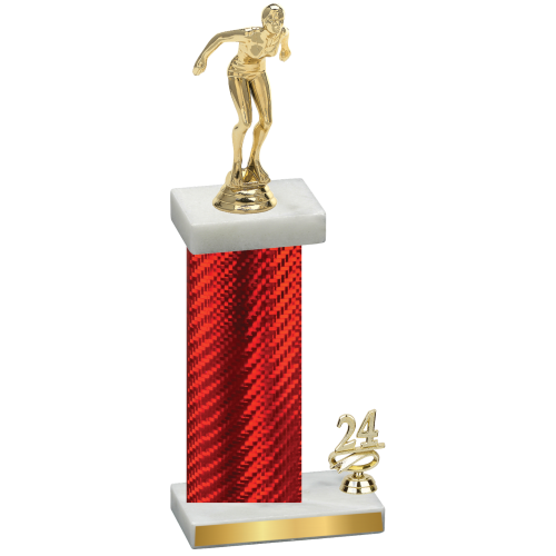 Accented Single Red Carbon Fiber Year Tennis Trophy