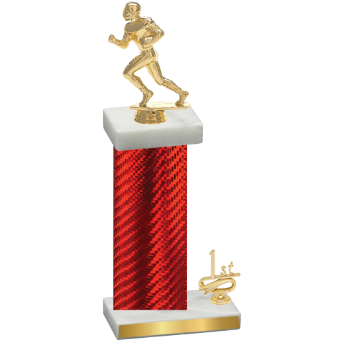 Accented Single Red Carbon Fiber First Place Football Trophy