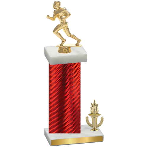 Accented Single Red Carbon Fiber Victory Football Trophy