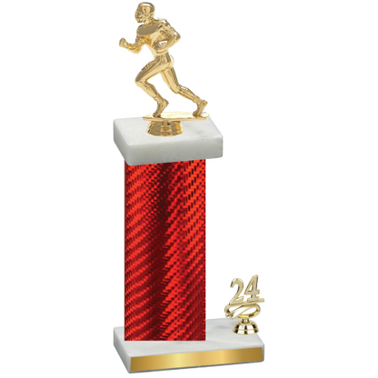 Accented Single Red Carbon Fiber Year Football Trophy