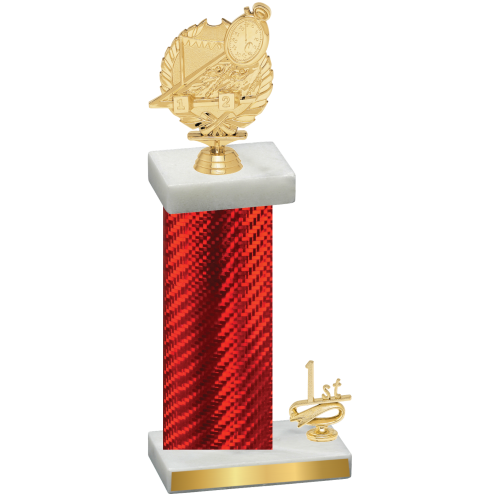 Accented Single Red Carbon Fiber First Place Swimming Trophy