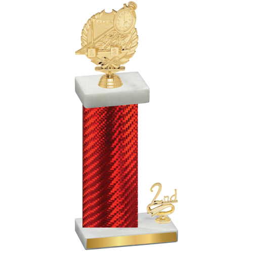 Accented Single Red Carbon Fiber Second Place Swimming Trophy