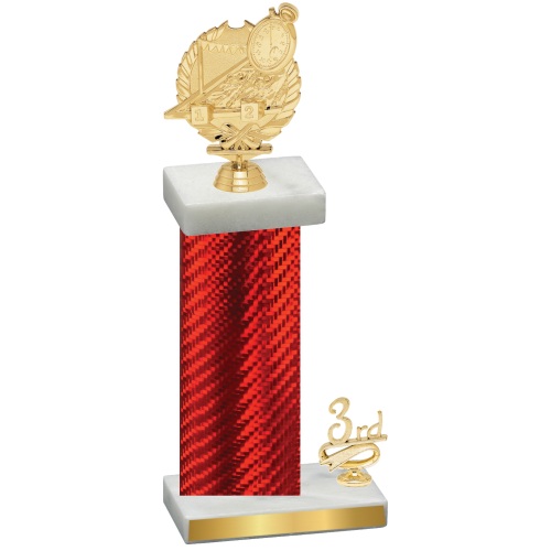 Accented Single Red Carbon Fiber Third Place Swimming Trophy