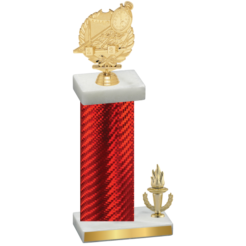 Accented Single Red Carbon Fiber Victory Swimming Trophy