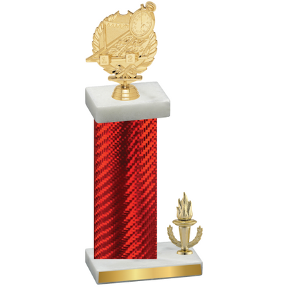 Accented Single Red Carbon Fiber Victory Swimming Trophy