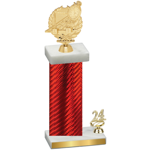 Accented Single Red Carbon Fiber Year Swimming Trophy