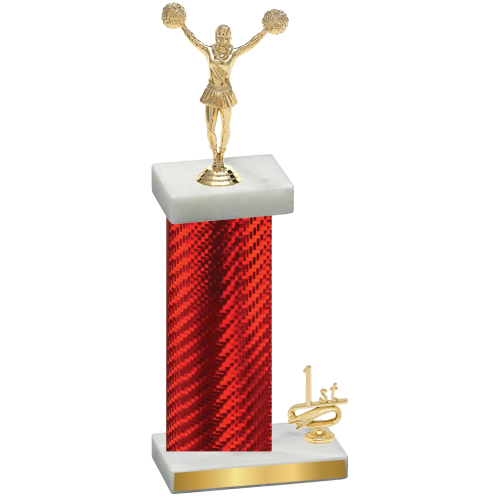 Accented Single Red Carbon Fiber First Place Cheerleading Trophy