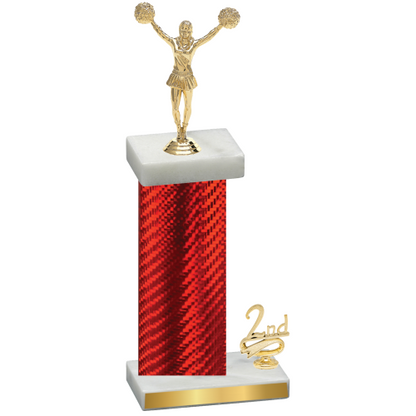 Accented Single Red Carbon Fiber Second Place Cheerleading Trophy