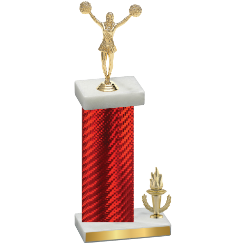 Accented Single Red Carbon Fiber Victory Cheerleading Trophy