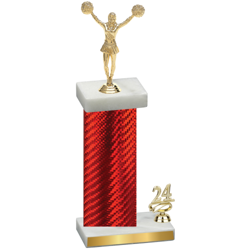 Accented Single Red Carbon Fiber Year Cheerleading Trophy