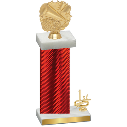 Accented Single Red Carbon Fiber First Place Cheerleading Trophy