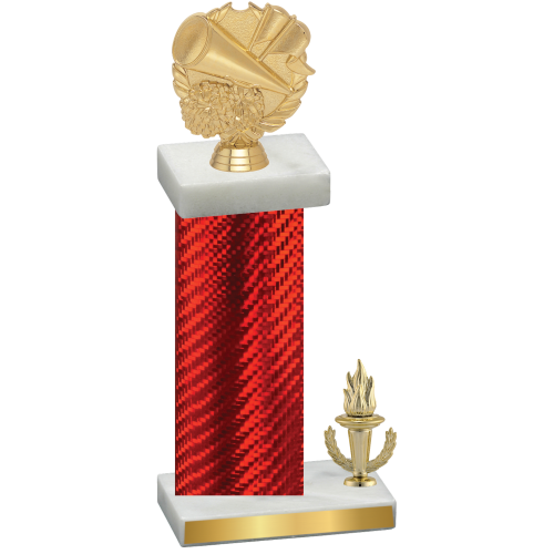 Accented Single Red Carbon Fiber Victory Cheerleading Trophy